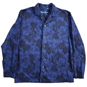 Robert Graham Pajama Shirt Mens Medium Blue Black Paisley Button Up Luxury Sleep